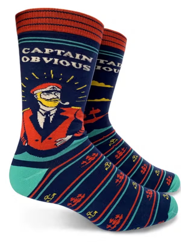 Captain Obvious - Men's Crew Socks - Mellow Monkey