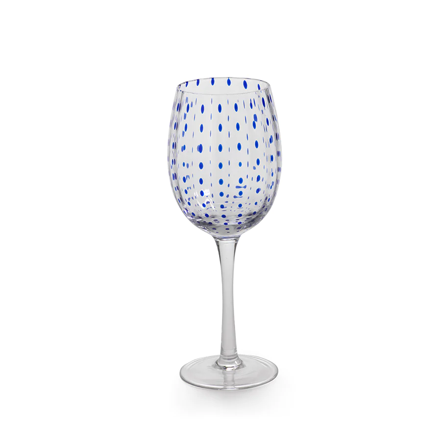 Blue Dots Wine Glass - Mellow Monkey