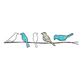 Sea Blue Birds On A Wire - Metal Wall Art - Mellow Monkey