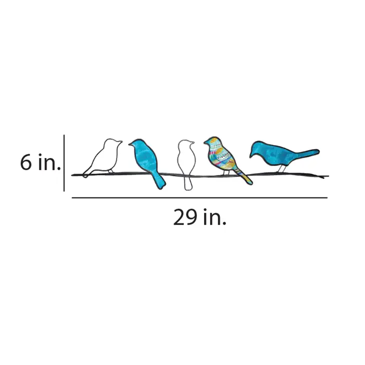 Sea Blue Birds On A Wire - Metal Wall Art - Mellow Monkey