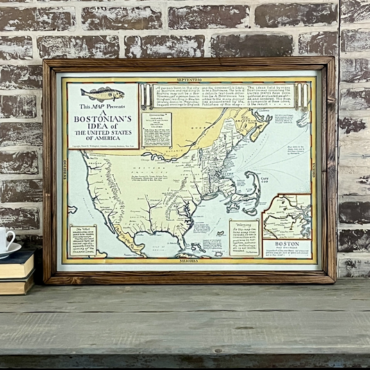 Vintage Bostonians' USA Map Circa 1930s Framed Shadowbox - Mellow Monkey