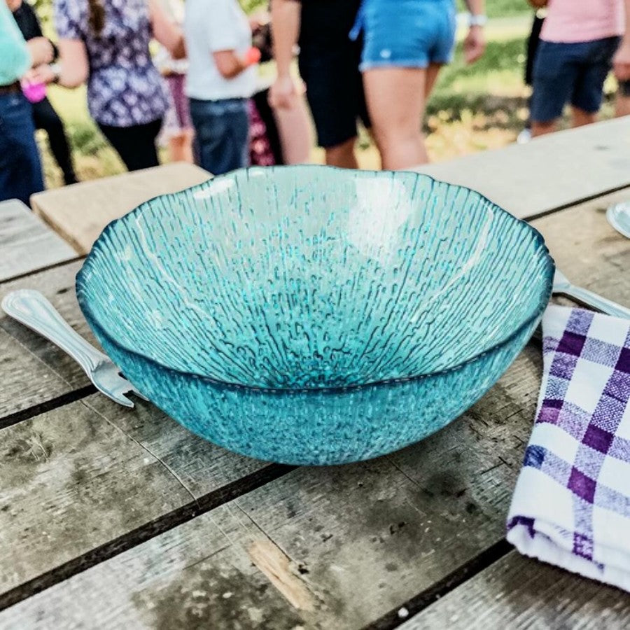 Kauai Aqua Blue Glass Bowl - 6.5" x 2.5" - Mellow Monkey