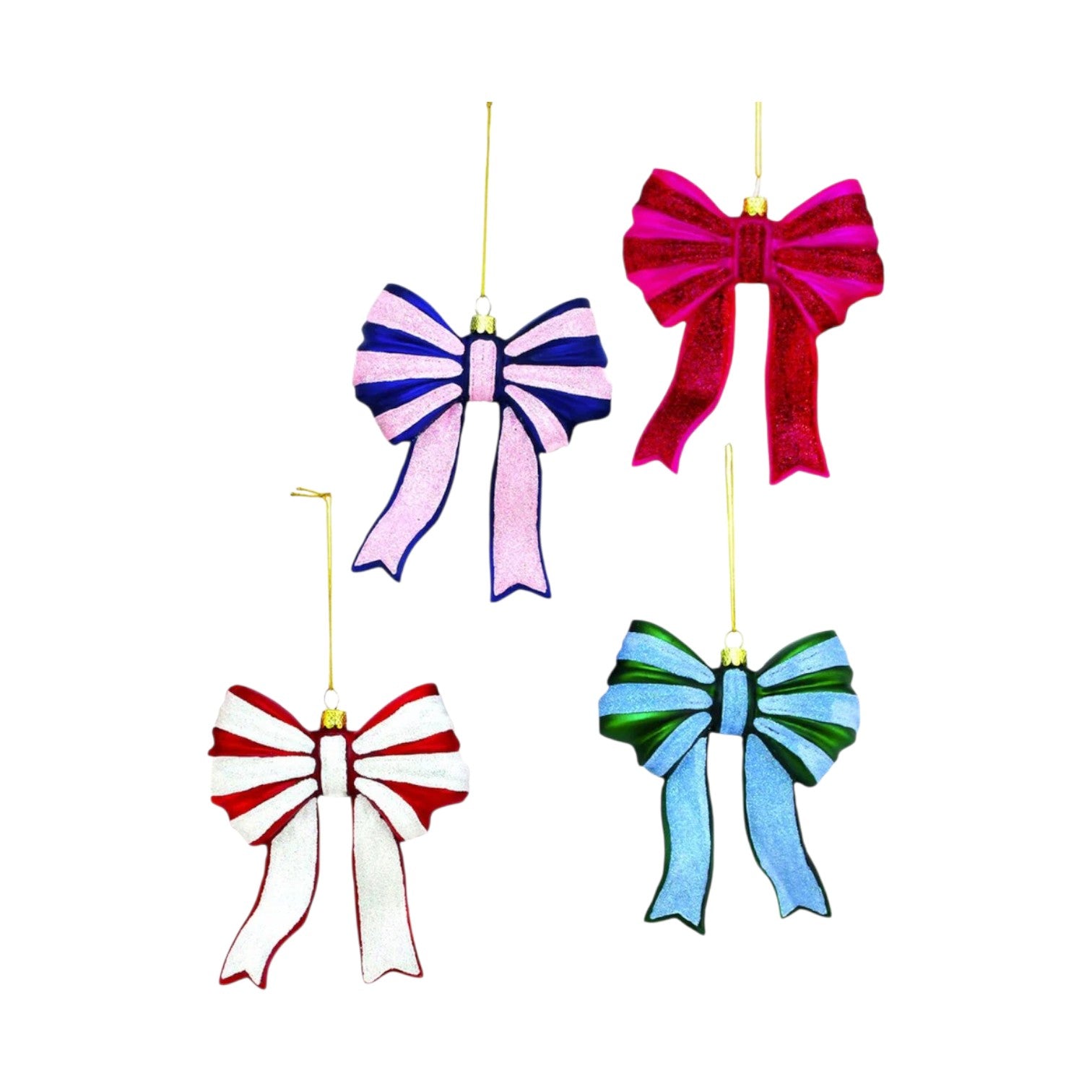 Glittered Bow - Cody Foster Ornament - 3-1/2-in - Mellow Monkey