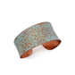 Aqua Floral Paisley Scrollwork - Brass Patina Adjustable Cuff Bracelet - Mellow Monkey