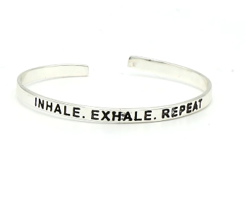 Inhale. Exhale. Repeat. - Breathe Cuff - Silver - Mellow Monkey