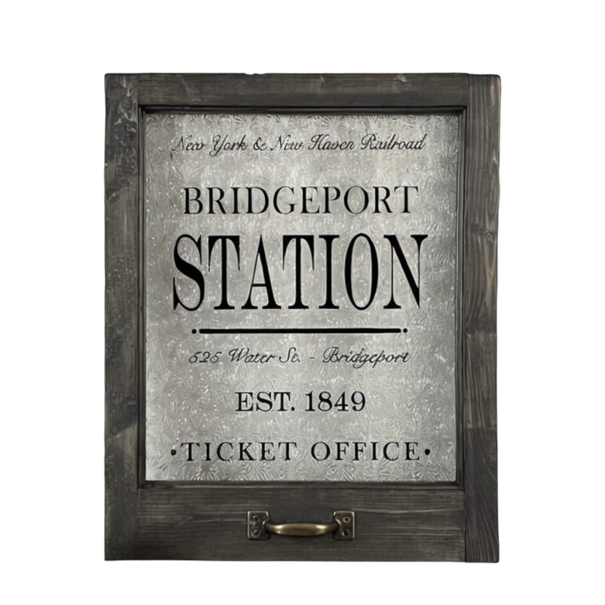 Bridgeport Station Framed Ticket Office Window - 18-in - Mellow Monkey