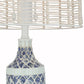 Nantucket Blue-White Mosaic & Rattan Table Lamp - 25-in - Mellow Monkey