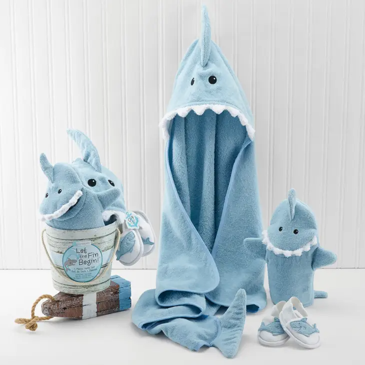 Blue Let the Fin Begin Shark 4-Piece Bath Gift Set - Mellow Monkey