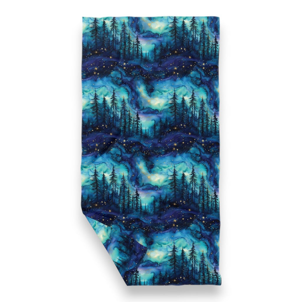 Magical Aurora Borealis Forest - Double Sided Waffle Dish Towel - Mellow Monkey