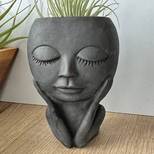 Deep Thought Girl Planter - Black - Mellow Monkey