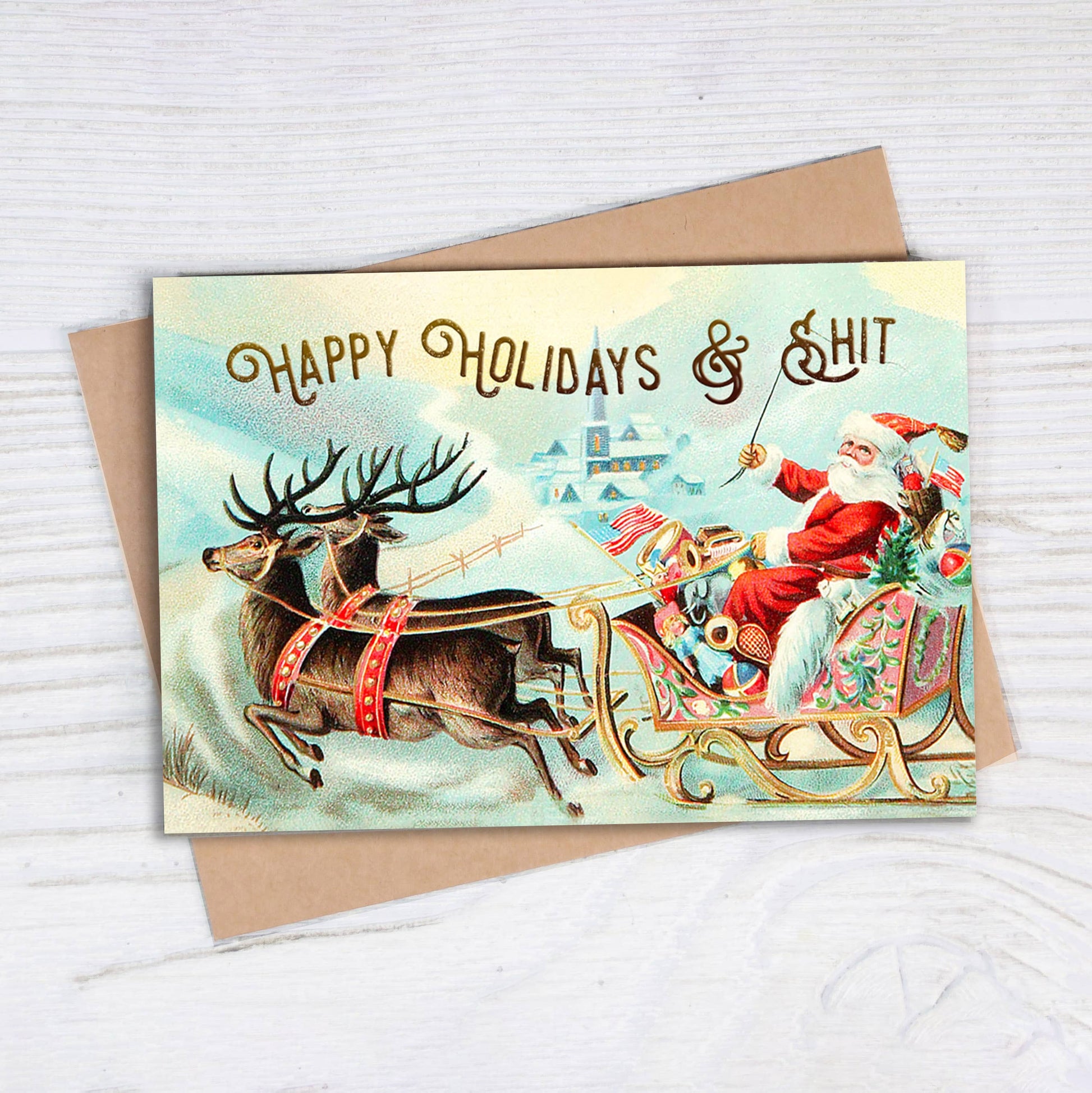 Happy Holidays & Shit - Funny Adult Christmas Card - Mellow Monkey