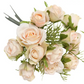 Light Champagne Rosebud Pre-Tied Bouquet Faux Flowers - 10" - Mellow Monkey