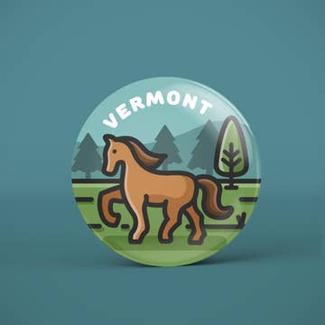 Vermont - Pin Back Button - 1-1/2-in - Mellow Monkey