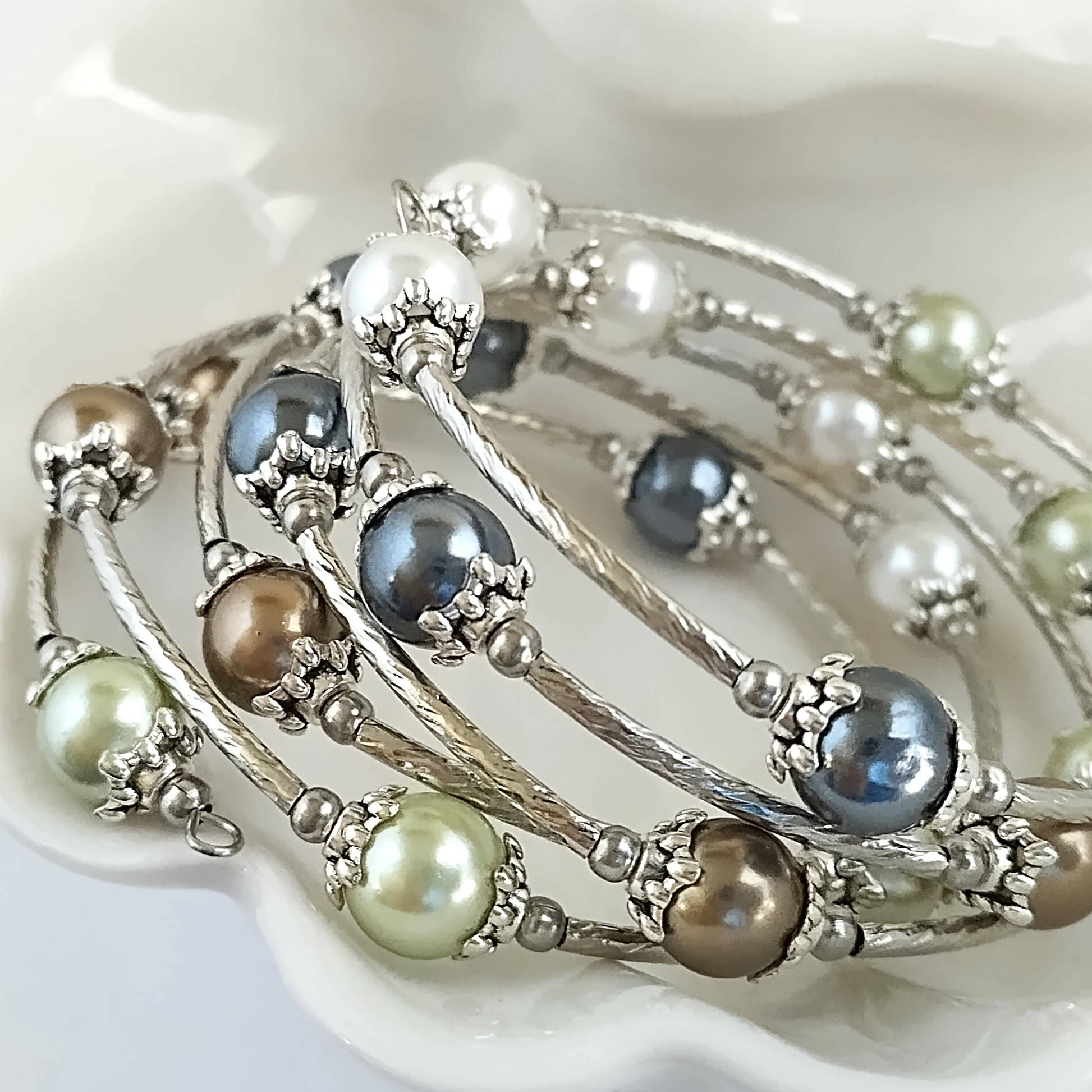 Earthy Wrap Bracelet - Memory Wire Bracelet - Mellow Monkey