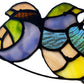 Peyton Blue Three Birds Stained Glass Window Panel - 4-1/2-in - Mellow Monkey