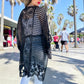 Black Floral Crochet Wide Sleeve Knitted Kimono Cardigan - Mellow Monkey