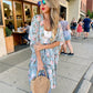 Mint Floral Printed Ruffle Bottom Chiffon Kimono Cover Up - Mellow Monkey