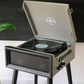 Gray Retro Record Player on Legs with Bluetooth and Radio - Mellow Monkey