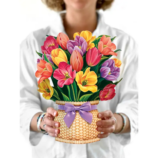 Festive Tulips - Pop-Up Greeting Card - Mellow Monkey
