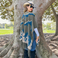 Boho 3D Textured Abstract Fringe Ruana Cardigan - Olive