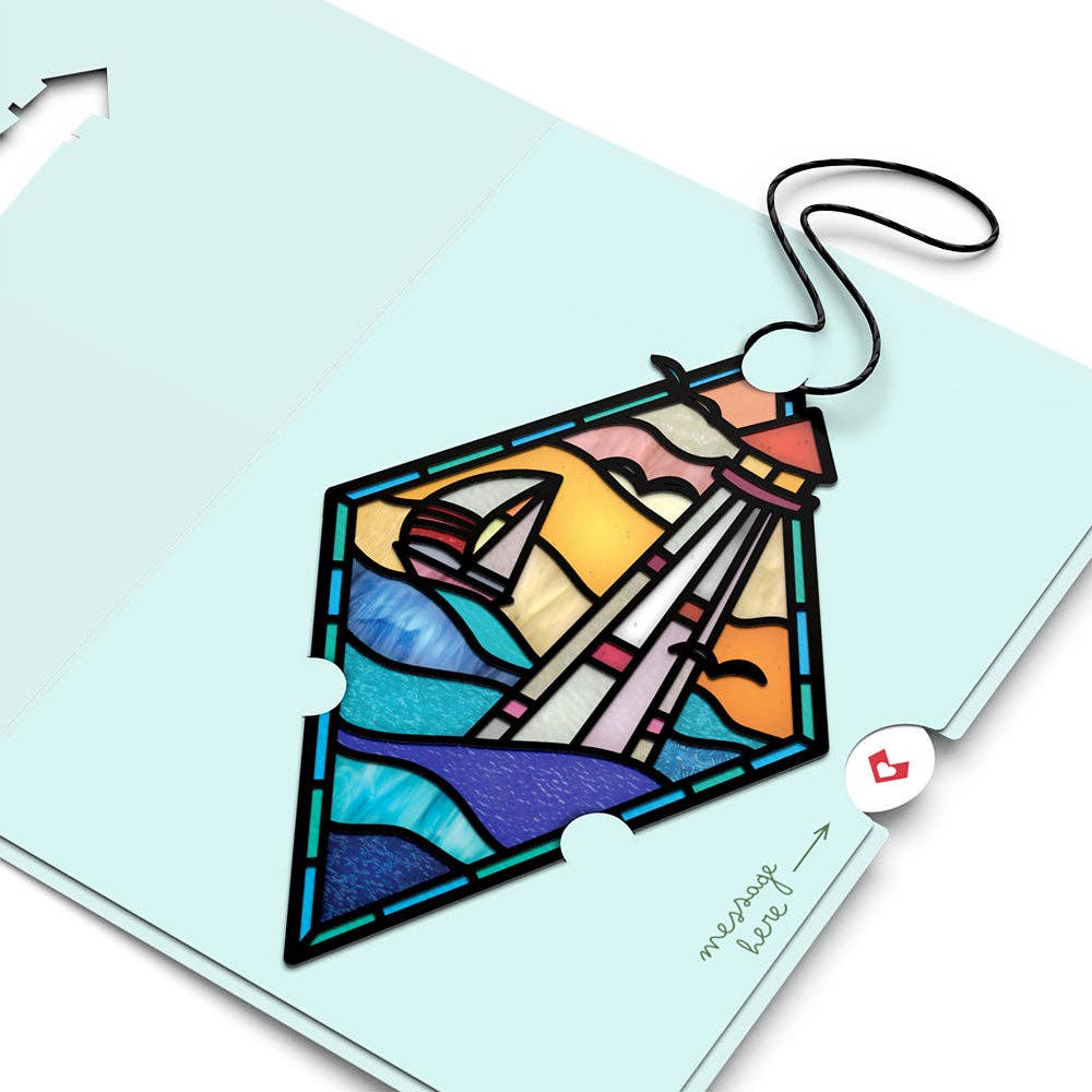 Sunshine and Sea Breezes Lighthouse Suncatcher Card - Mellow Monkey