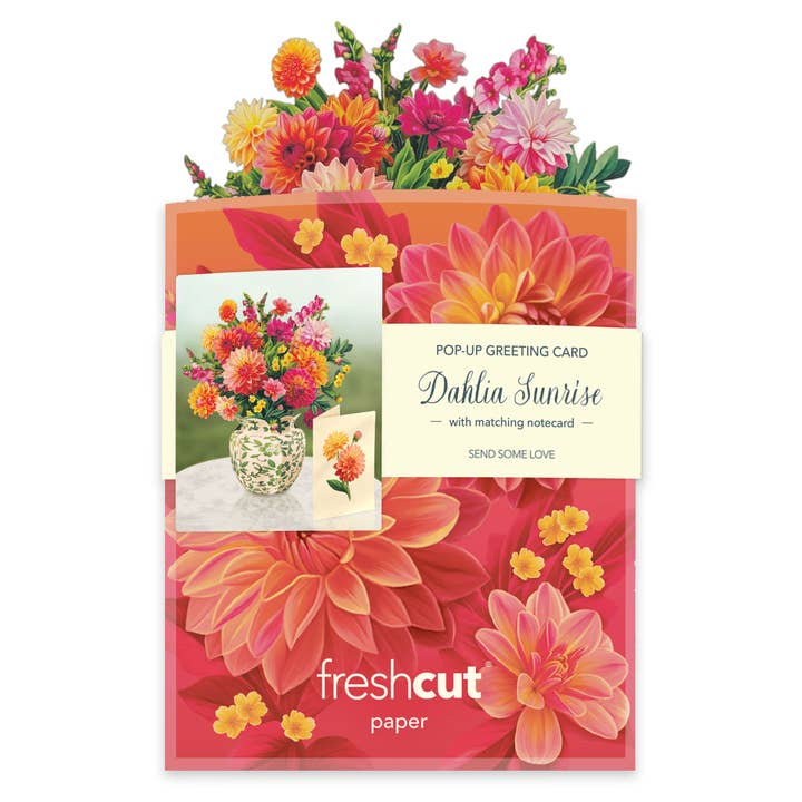 Mini Dahlia Sunrise - FreshCut Paper Pop-Up Card - Mellow Monkey