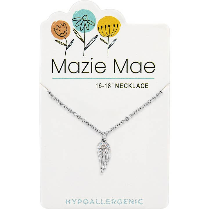 Silver Angel Wing- Mazie Mae -  Necklace - Mellow Monkey
