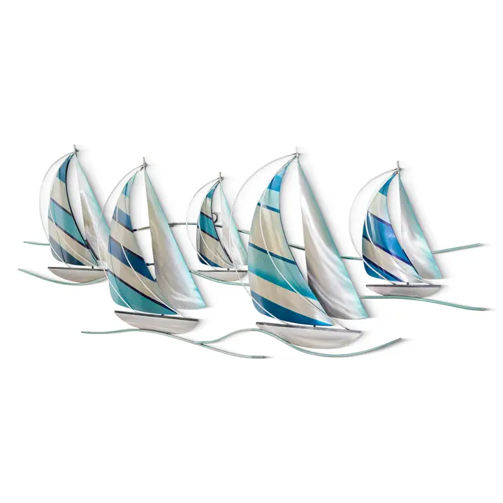 Sailboat Regatta Metal Wall Décor - 37-in - Mellow Monkey