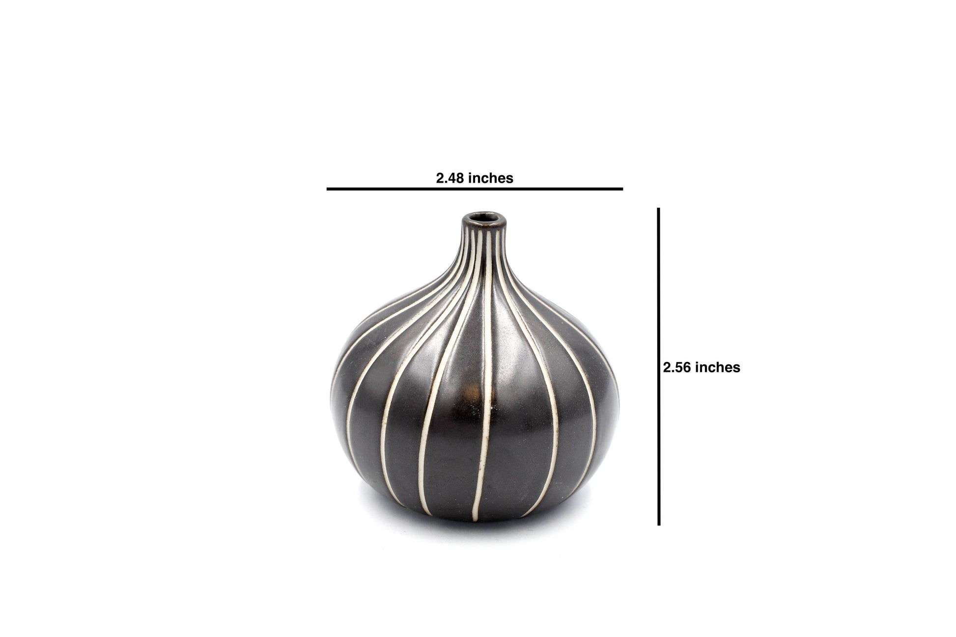 Tiny Congo - Handcrafted Porcelain Bud Vase - Black with White Stripes - 2.5 x 2.5 x 2.6 in - Mellow Monkey