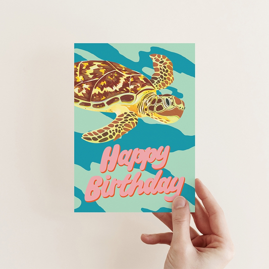 Green Sea Turtle Birthday Greeting Card - Mellow Monkey