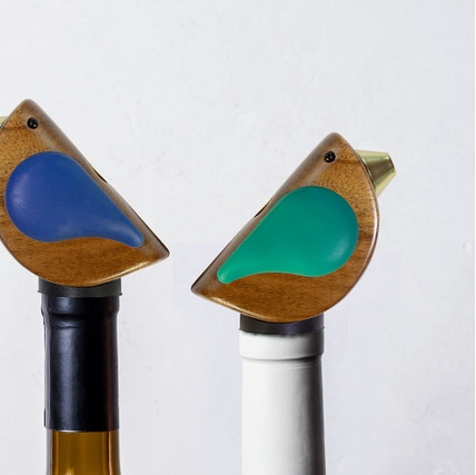 Turquoise Songbird 'Singing' Wine Bottle Pourer - Mellow Monkey