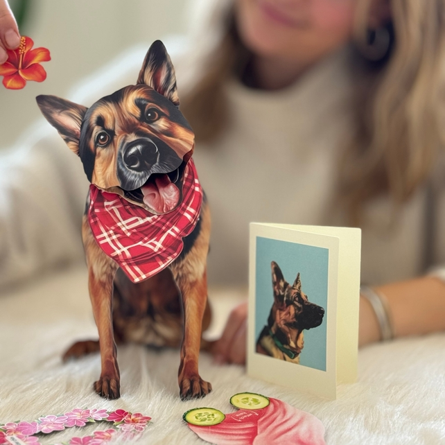 German Shepherd - Freshcut Pop-Up Pet Greeting Cards - Mellow Monkey