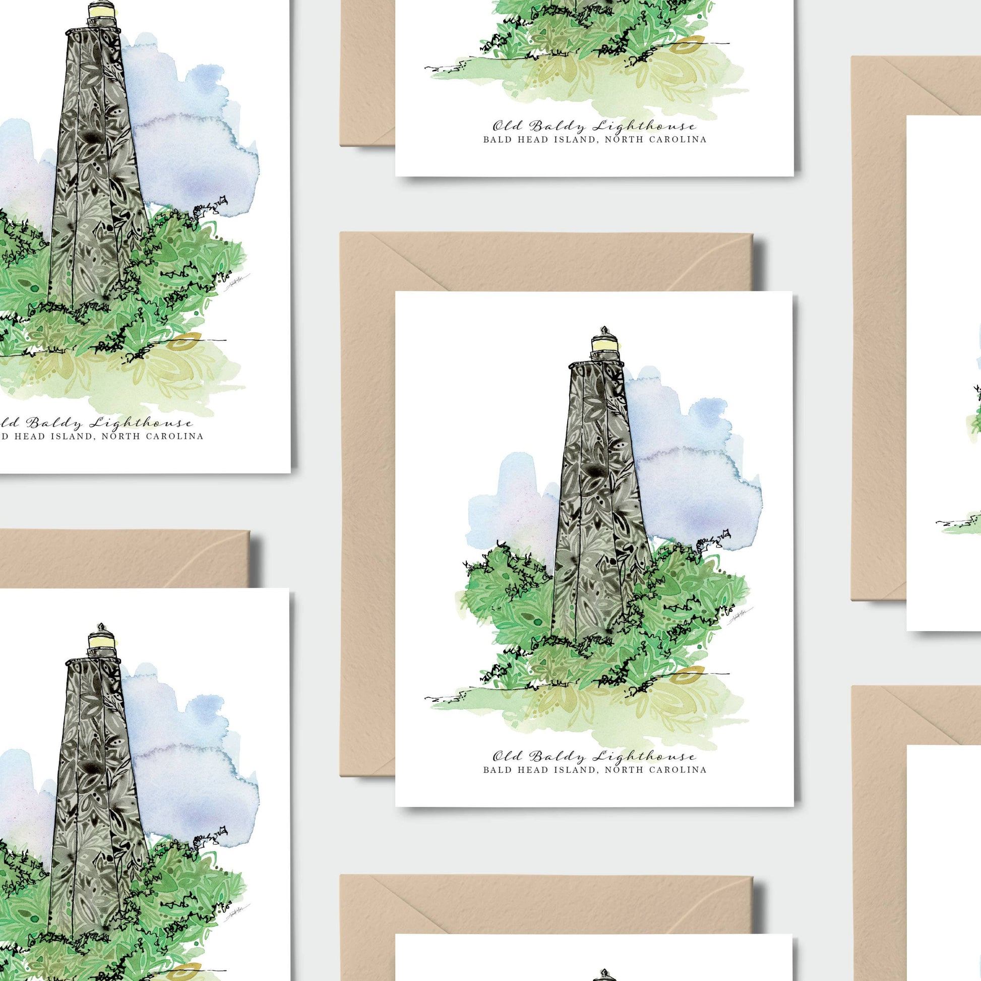 Old Baldy Lighthouse Single Notecard - NC Coast Collection - Mellow Monkey