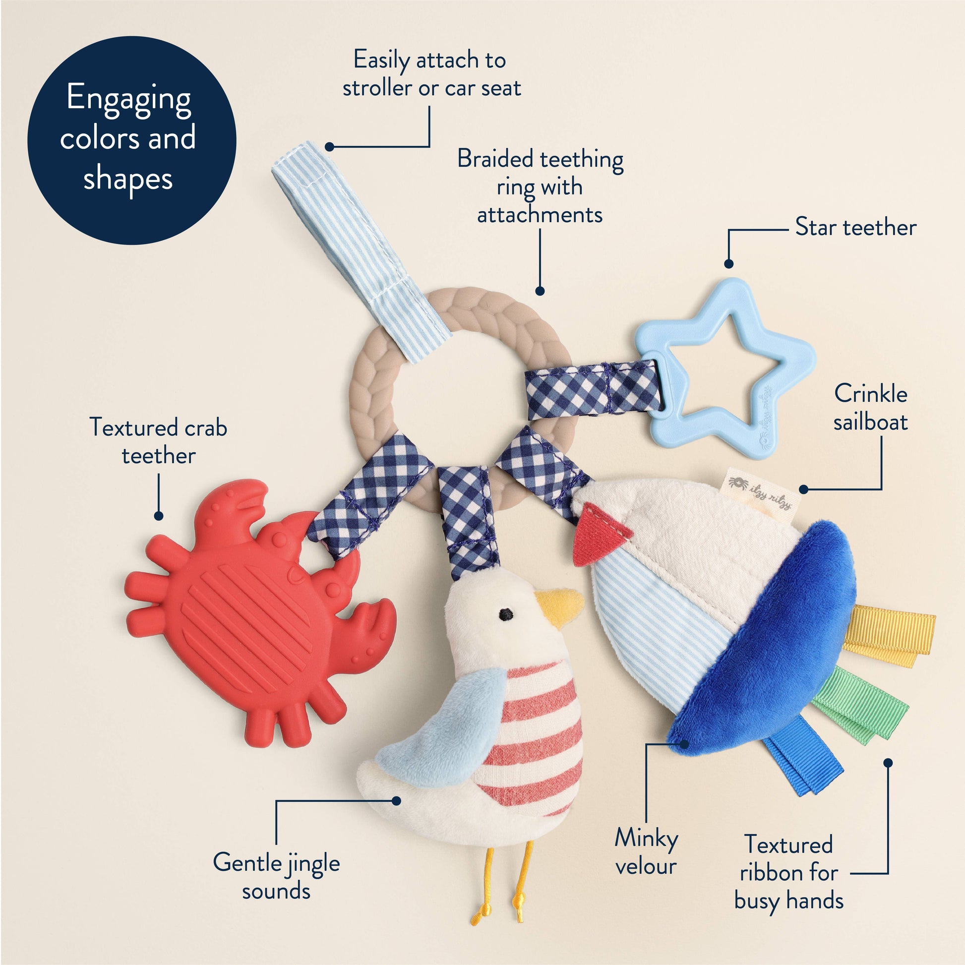 Nautical Bitzy Busy Ring™ - Mellow Monkey