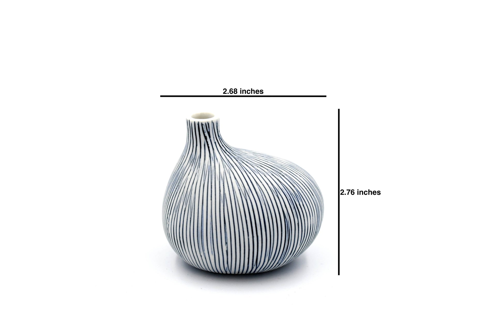 Mini Omo - Handcrafted Porcelain Bud Vase - With with Blue Lines - 2.7 x 2 x 2.8 in - Mellow Monkey