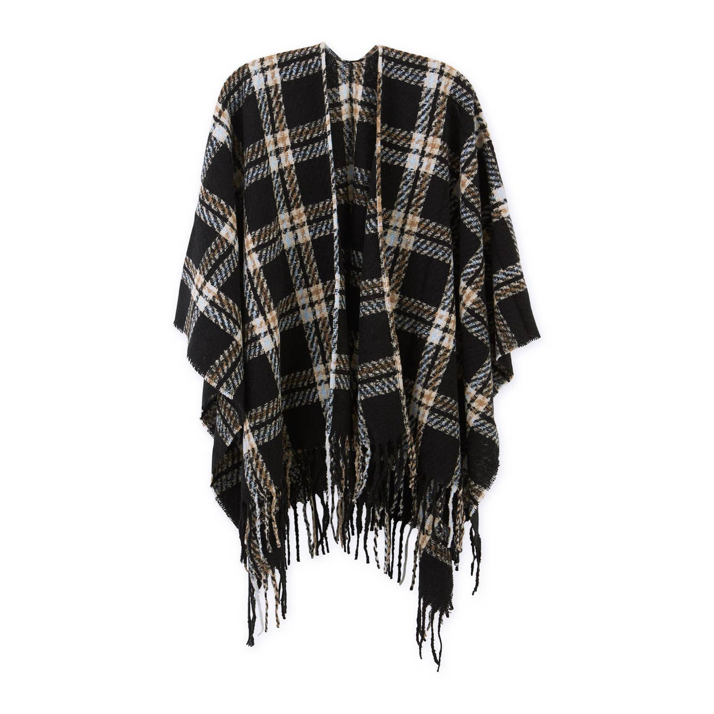 Black - Charlie Plaid Ruana - Mellow Monkey