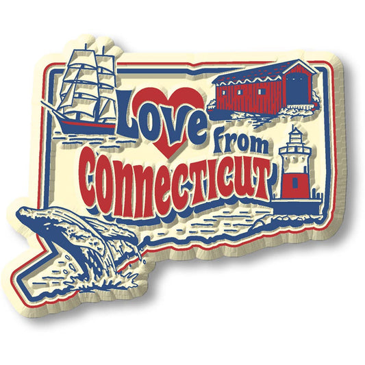Love from Connecticut - Vintage State Magnet - 3-in - Mellow Monkey