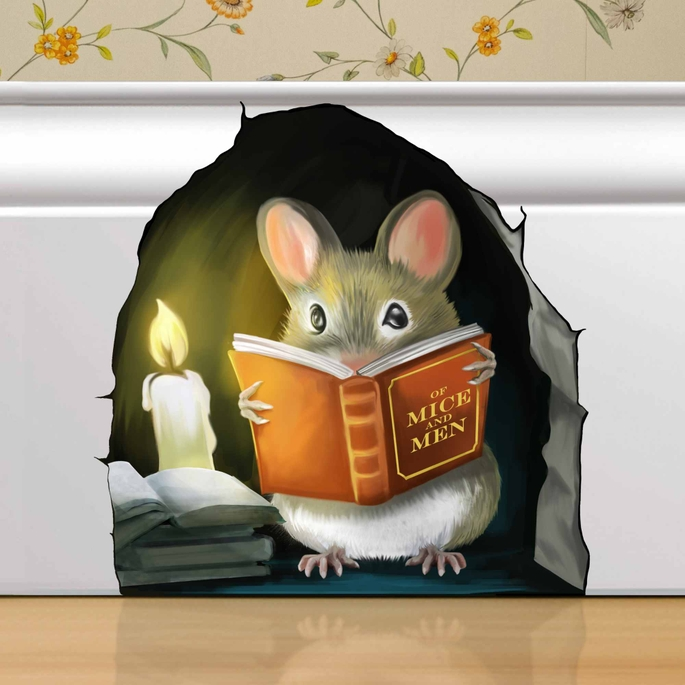 Mouse Reading Book 3D Wall Sticker Decal - Mellow Monkey