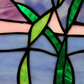 Purple Cattails at Sunset Stained Glass Window Pane - 14-in - Mellow Monkey