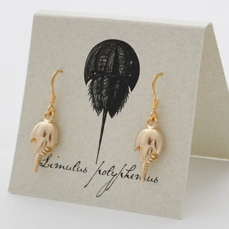 Gold Horseshoe Crab Dangle Earrings - Mellow Monkey