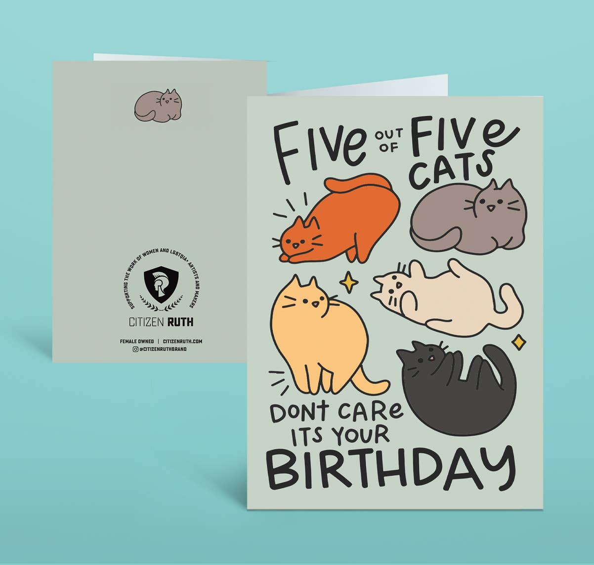 Five Out Of Five Cats - Birthday Greeting Card - Mellow Monkey