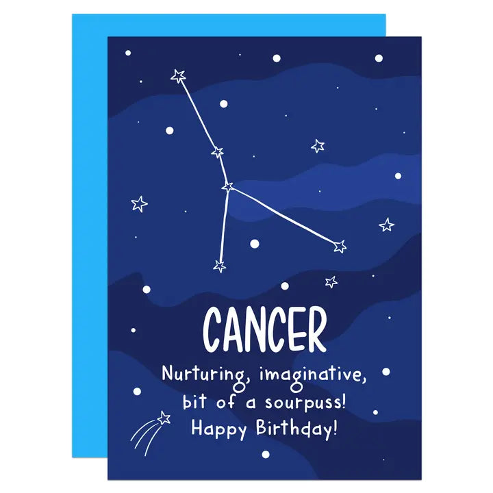 Cancer - Nurturing, Imaginative, Bit Of A Sourpuss - Birthday - Greeting Card - Mellow Monkey