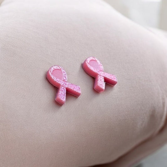 Pink Ribbon Earrings - Breast Cancer Awareness Earrings