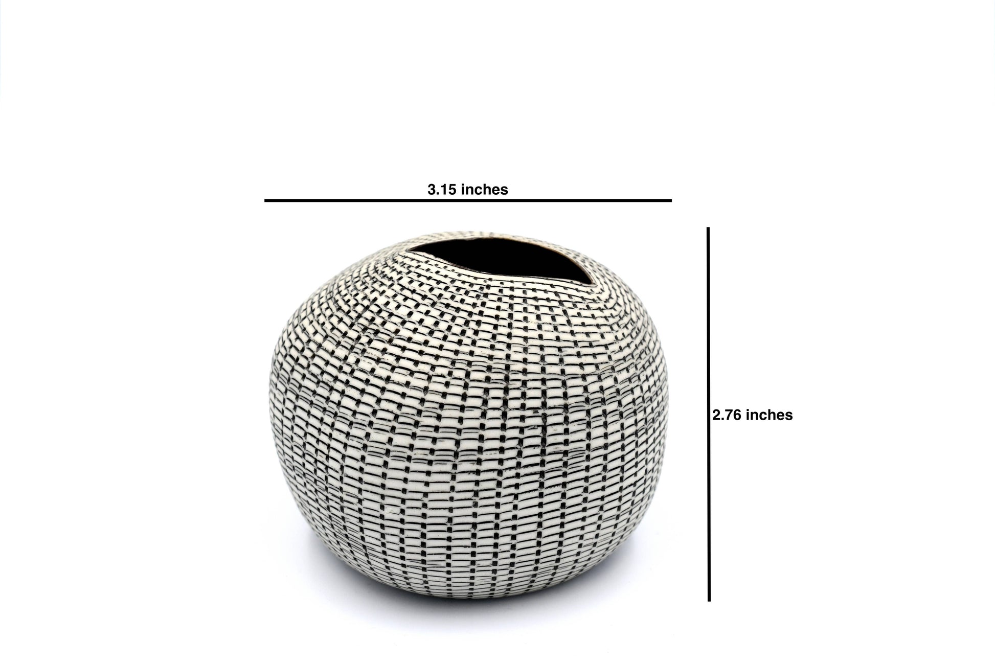 Pebble - Handcrafted Porcelain Bud Vase - White with Black Grid - Mellow Monkey