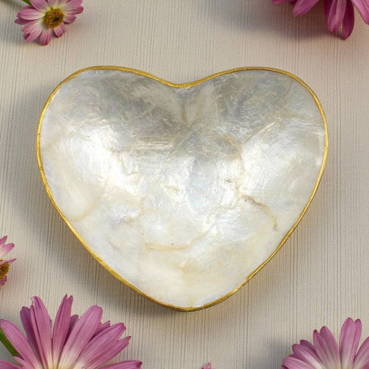 Capiz Shell Heart Trinket Tray - 4-1/2-in - Mellow Monkey