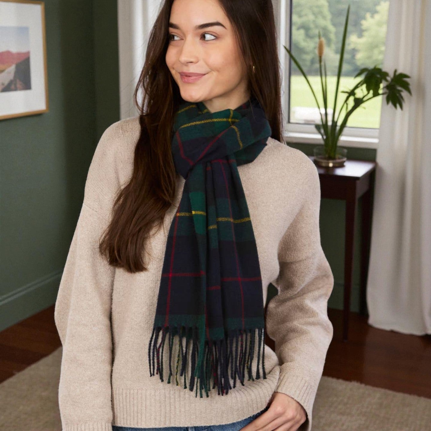 Green Winter Plaid Scarf - Mellow Monkey