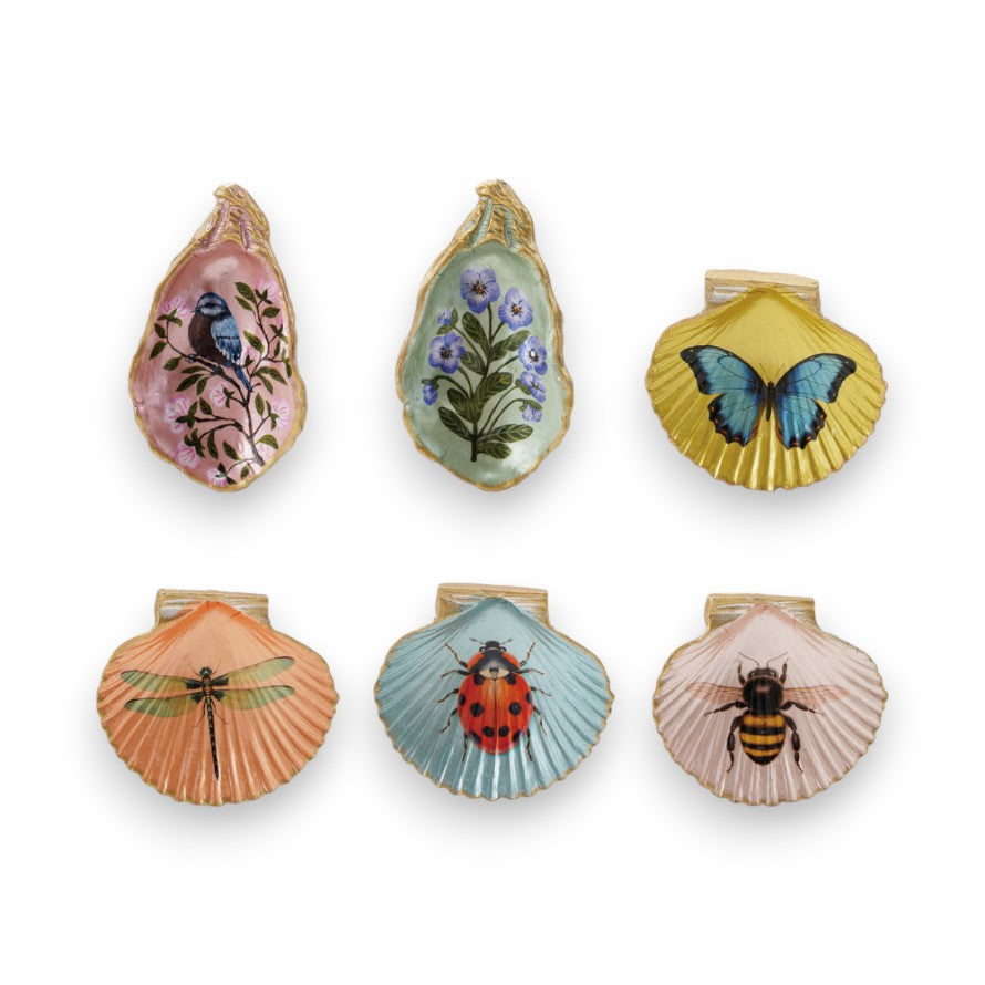 Resin Shell Shaped Magnet With Flora/Fauna Image - 4-in - Mellow Monkey