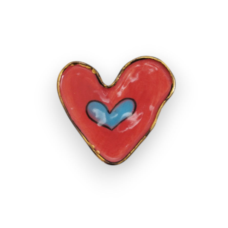 Hand-Painted Stoneware Heart Magnet - 2-in - Mellow Monkey