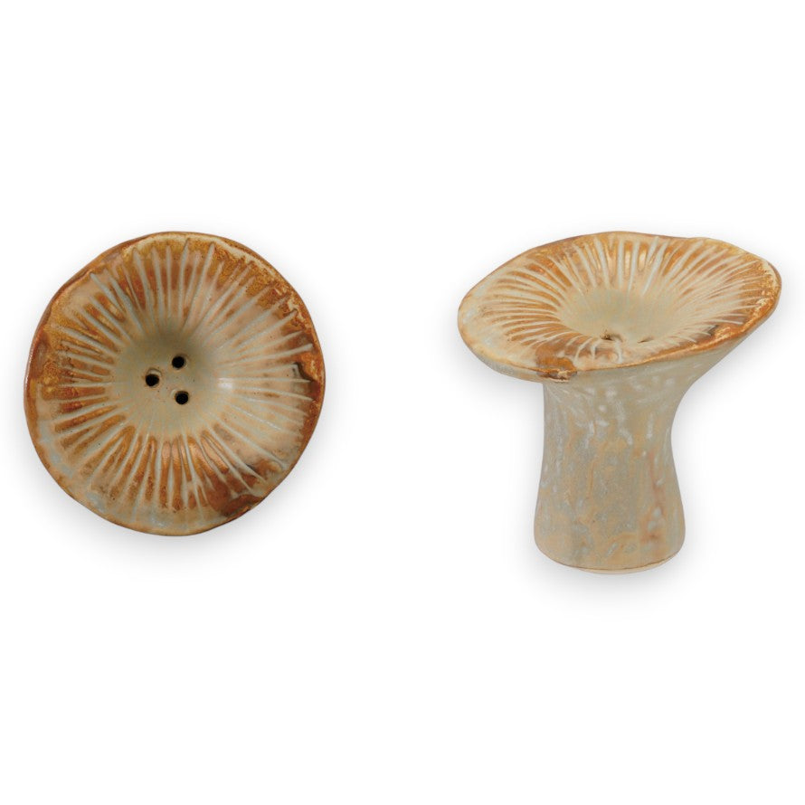 Stoneware Mushroom Shaped Incense Holder - 3-in - Mellow Monkey