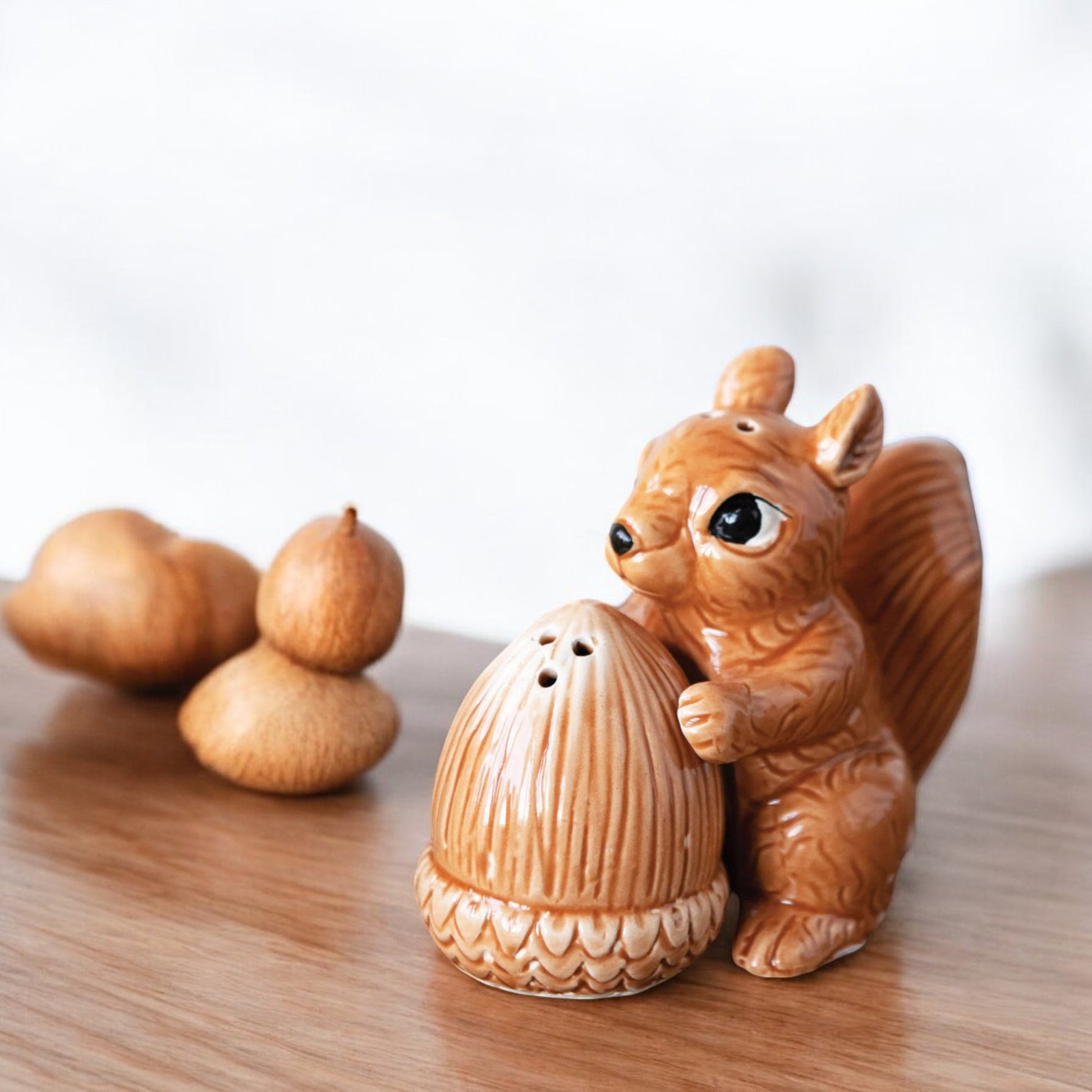 Ceramic Squirrel and Acorn Salt & Pepper Shakers - 3-in - Mellow Monkey